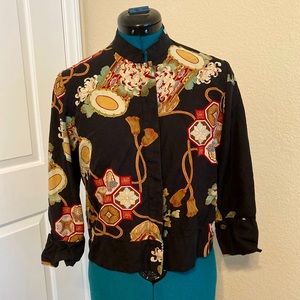 Citron Silk Oriental Print Longsleeve